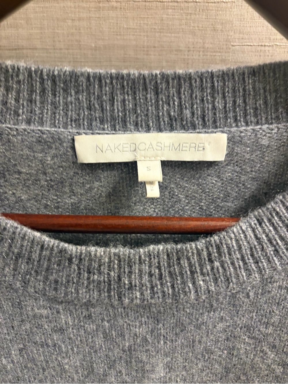 NakedCashmere Gray cashmere Crewneck Sweater with White Fair Isle Band - Picture 3 of 8